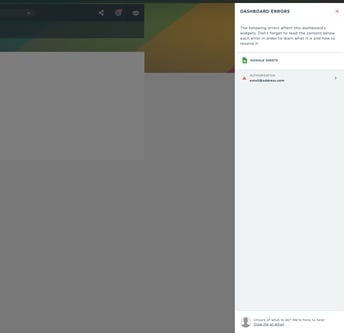 How to resolve errors happening in a dashboard?